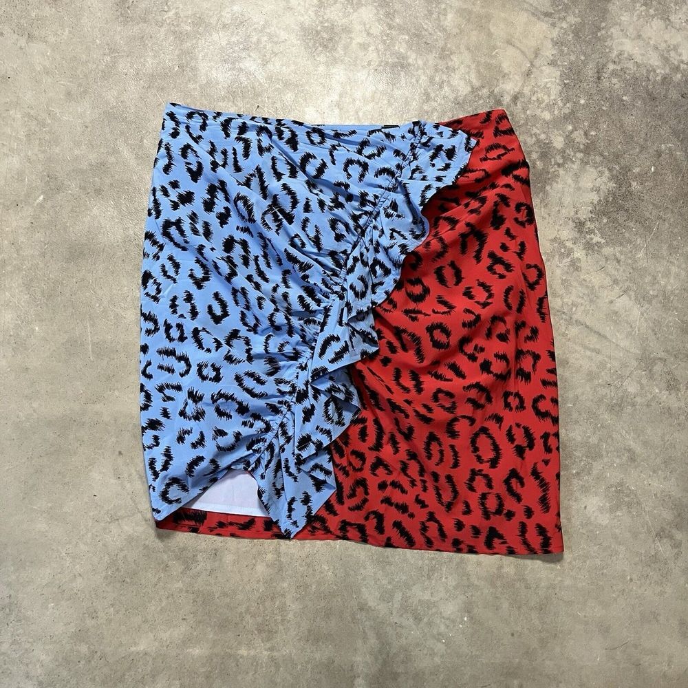 A.L.C. Gellar Leopard Animal Print Multi Color Silk Ruffle Mini Skirt Womens 10